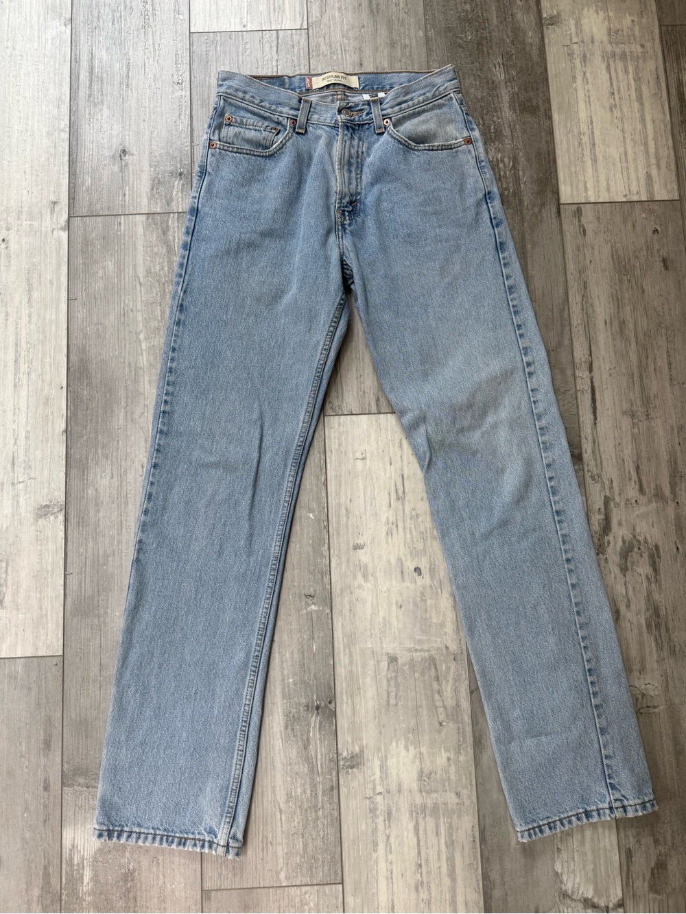 Levi's 505 Regular Fit Jeans W29 L34 Light Wash 100% Cotton Straight Leg